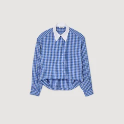 Tops & Chemises*SANDRO Chemise Courte à Carreaux Bleu Roi