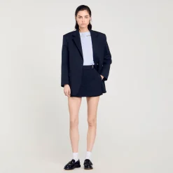 Tops & Chemises*SANDRO Chemise Courte à Col Bijou Bleu Ciel