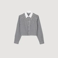 Tops & Chemises*SANDRO Chemise Courte à Plastron Strassé Noir