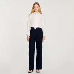 Tops & Chemises*SANDRO Chemise Courte En Soie Ecru