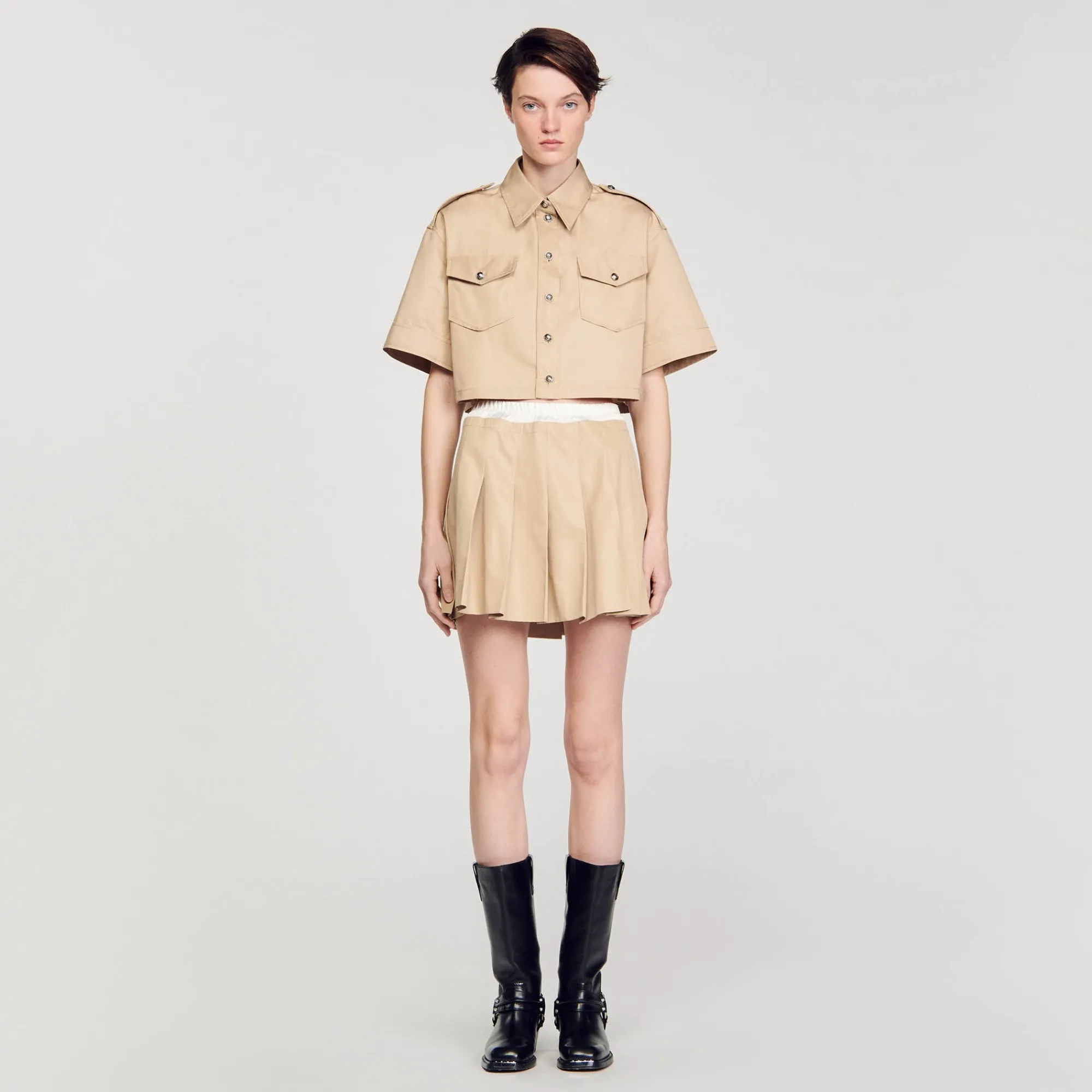 Tops & Chemises*SANDRO Chemise Courte Officier Beige