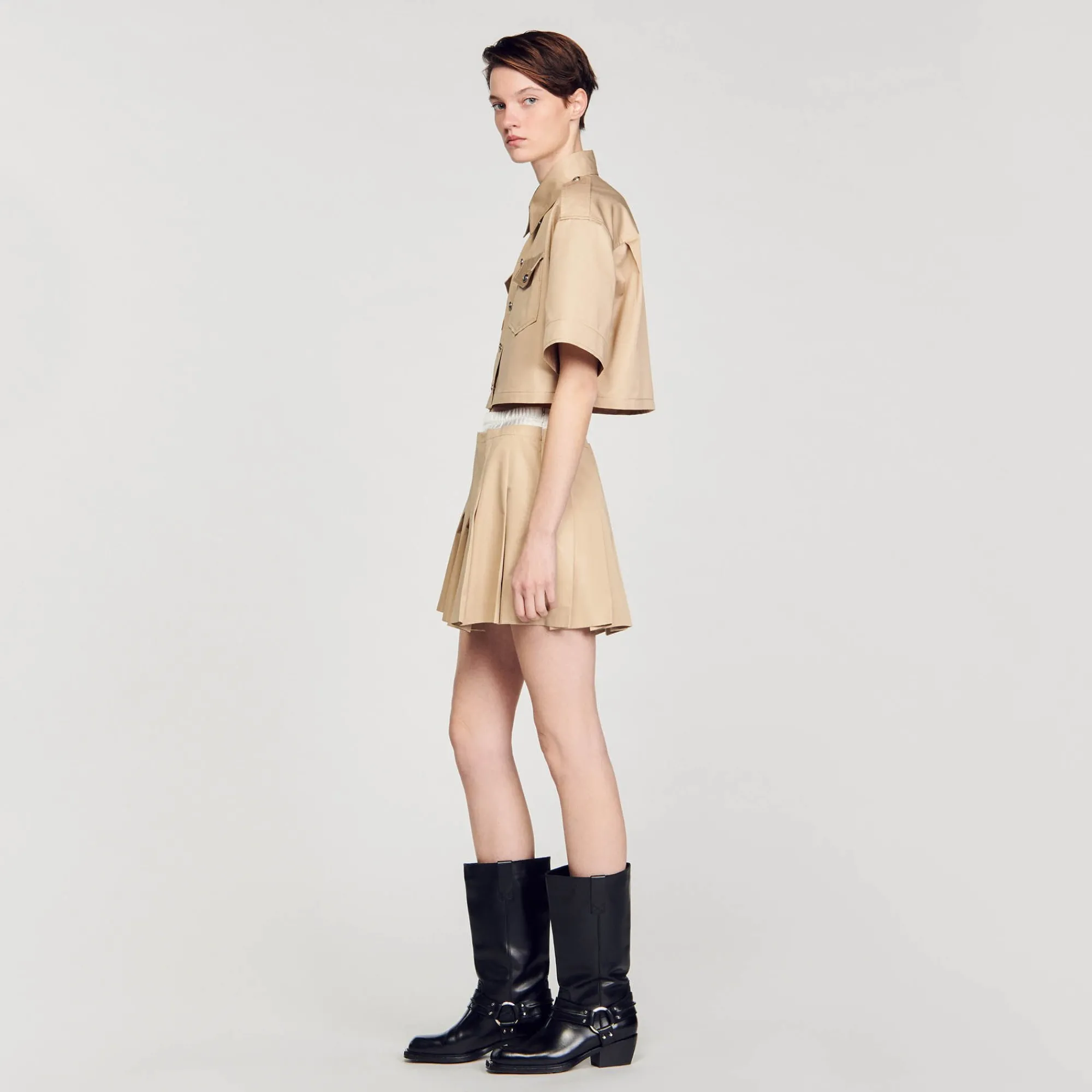 Tops & Chemises*SANDRO Chemise Courte Officier Beige