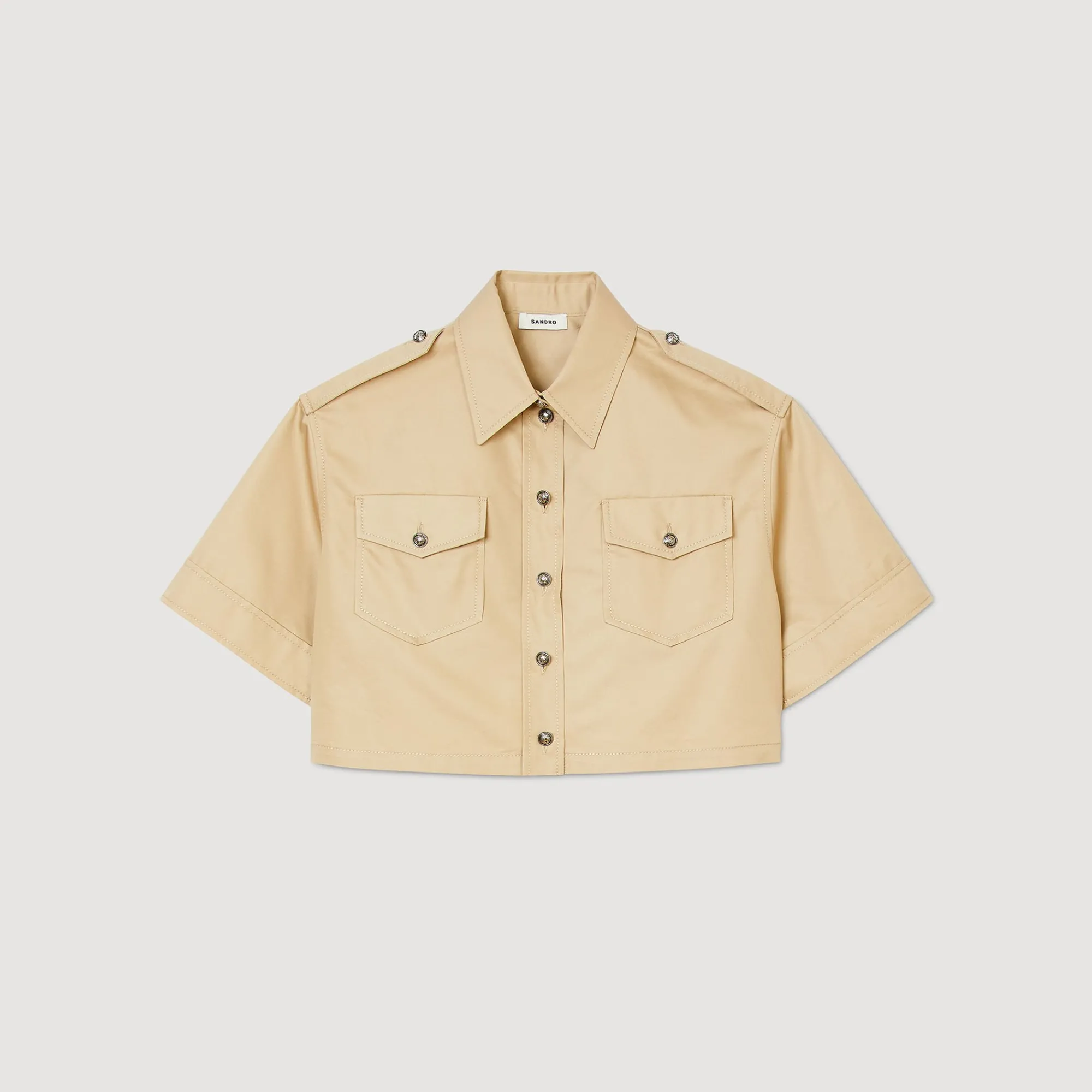 Tops & Chemises*SANDRO Chemise Courte Officier Beige