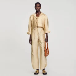 Ensembles|Tops & Chemises*SANDRO Chemise Courte Satinée Beige