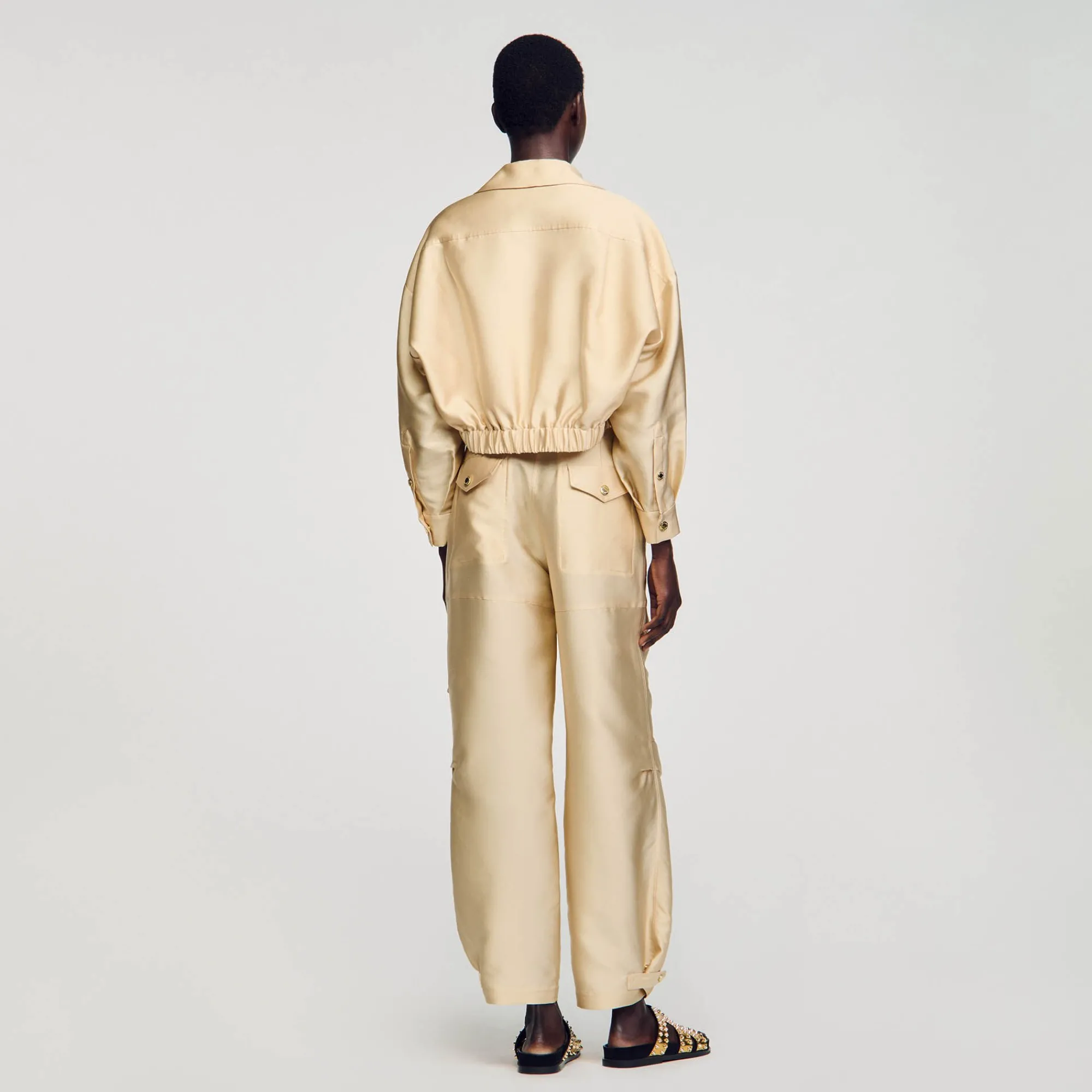 Ensembles|Tops & Chemises*SANDRO Chemise Courte Satinée Beige