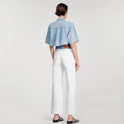 Ensembles|Tops & Chemises*SANDRO Chemise Courte Strassée Bleu jean clair
