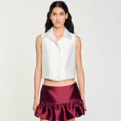 Tops & Chemises*SANDRO Chemise Courte Strassée blanc