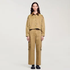 Tops & Chemises*SANDRO Chemise Courte Strassée Kaki
