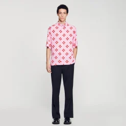 Chemises*SANDRO Chemise Cross Flower Manches Courtes Rose