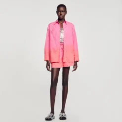 Ensembles|Tops & Chemises*SANDRO Chemise Dip Dye Strassée Rose / Orange