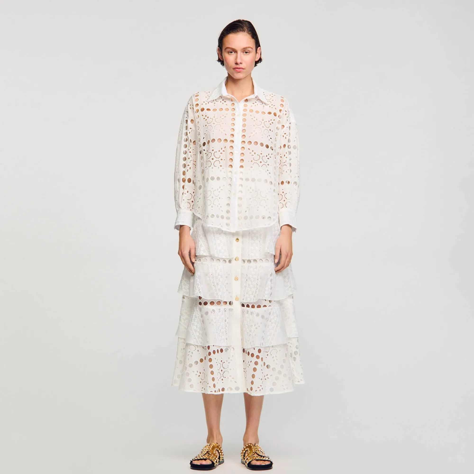 Tops & Chemises*SANDRO Chemise En Broderie Anglaise blanc