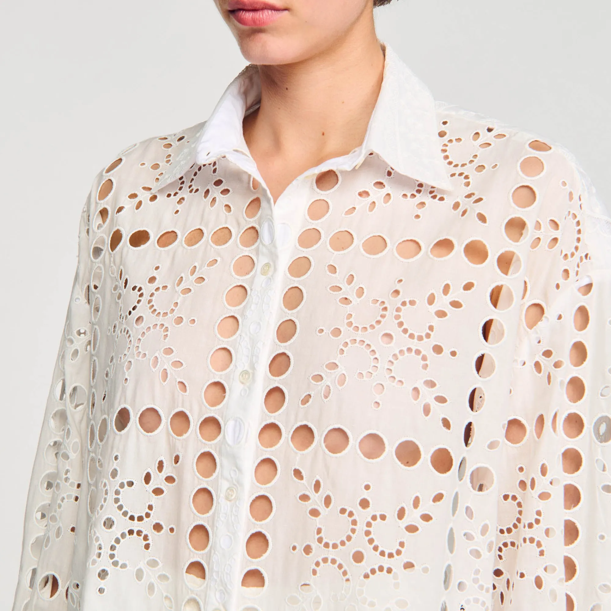 Tops & Chemises*SANDRO Chemise En Broderie Anglaise blanc