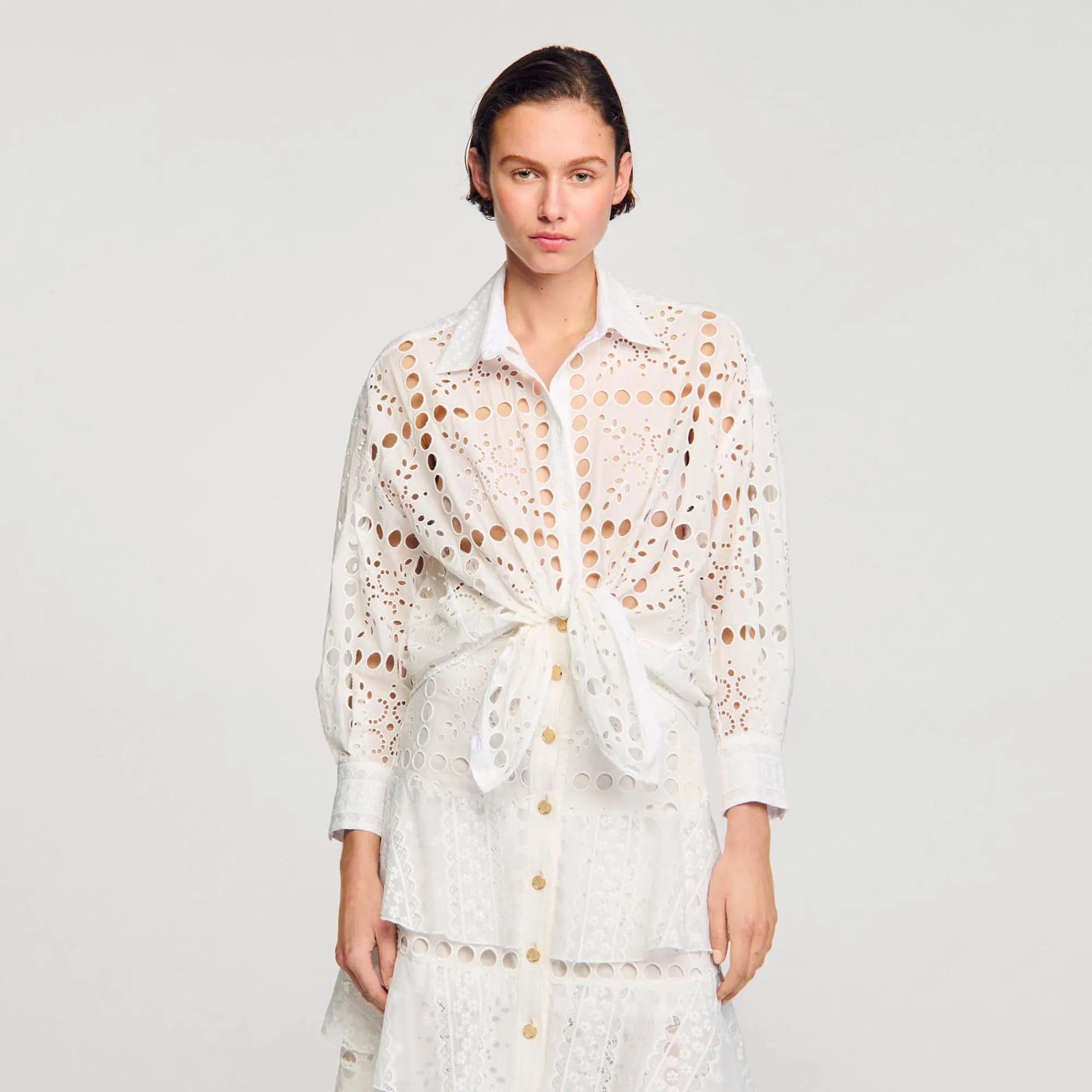 Tops & Chemises*SANDRO Chemise En Broderie Anglaise blanc