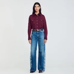 Tops & Chemises*SANDRO Chemise En Coton Bordeaux