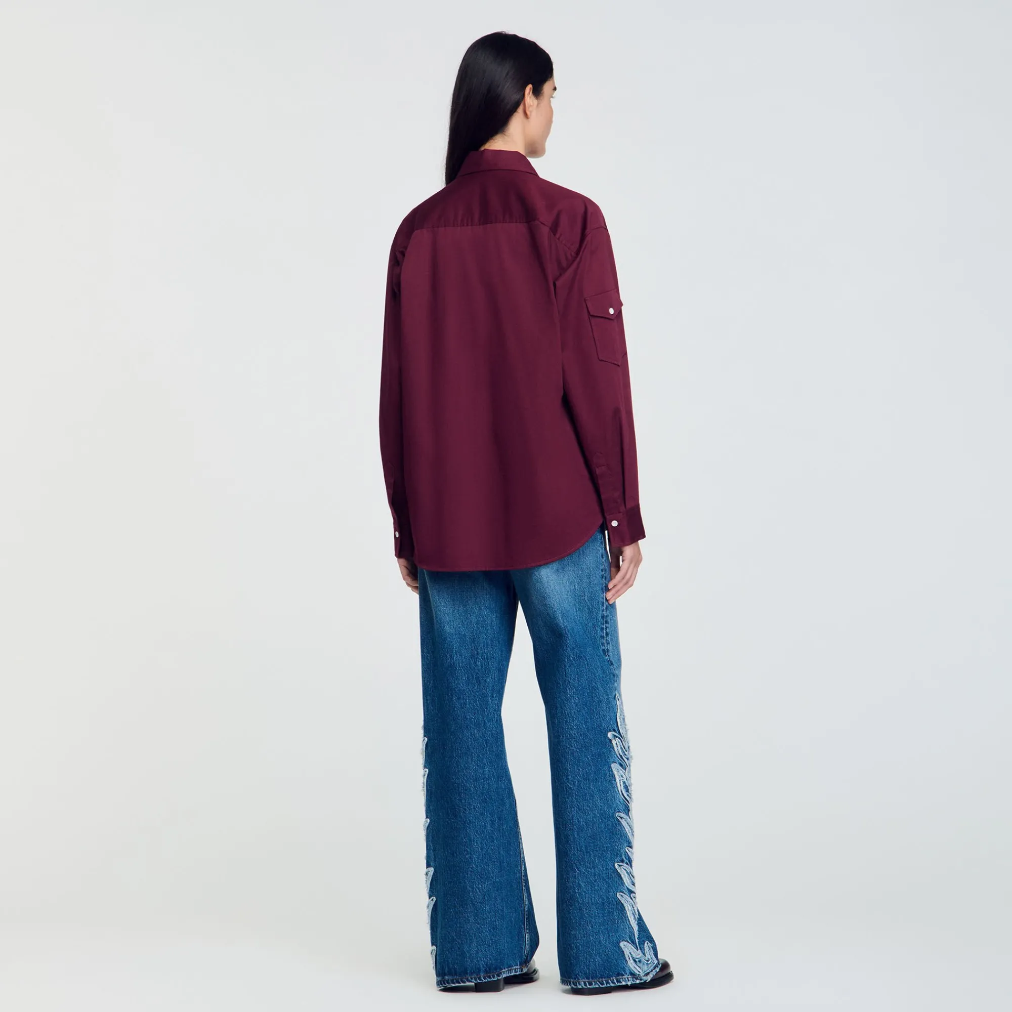 Tops & Chemises*SANDRO Chemise En Coton Bordeaux