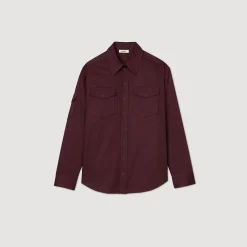 Tops & Chemises*SANDRO Chemise En Coton Bordeaux