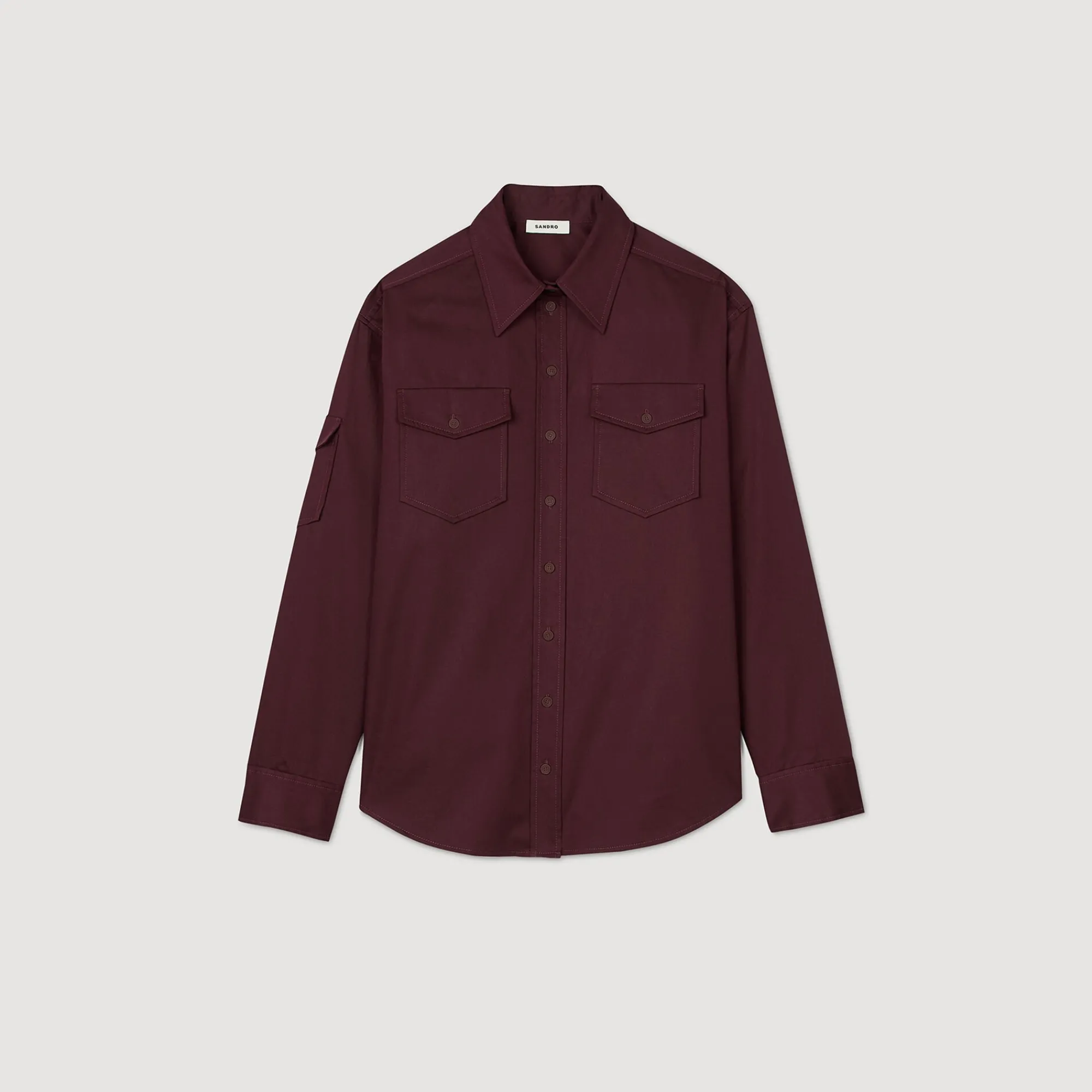Tops & Chemises*SANDRO Chemise En Coton Bordeaux