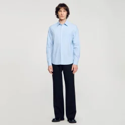 Chemises*SANDRO Chemise En Coton Bleu Clair