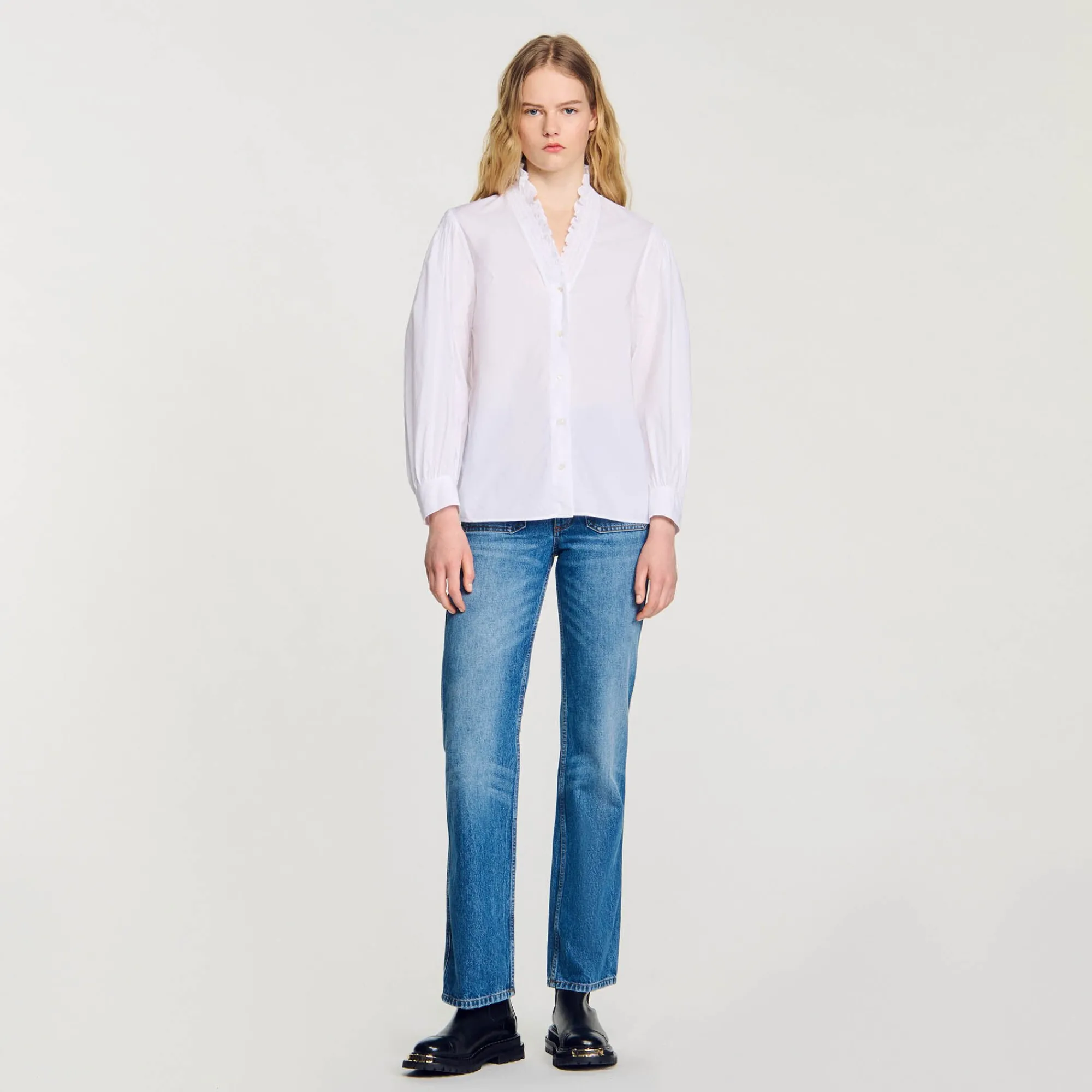 Tops & Chemises*SANDRO Chemise En Coton Biologique blanc