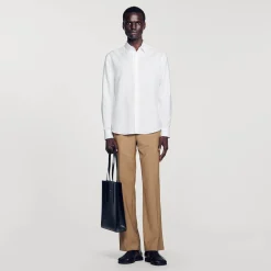 Chemises*SANDRO Chemise En Coton Et Lin blanc