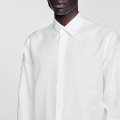 Chemises*SANDRO Chemise En Coton Et Lin blanc