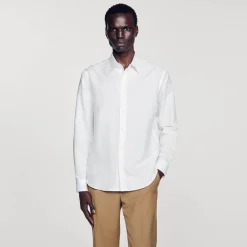 Chemises*SANDRO Chemise En Coton Et Lin blanc