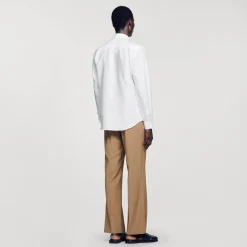 Chemises*SANDRO Chemise En Coton Et Lin blanc