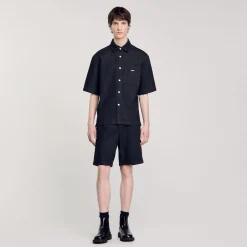 Chemises*SANDRO Chemise En Denim Brut Noir