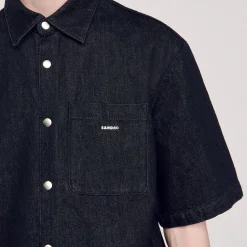 Chemises*SANDRO Chemise En Denim Brut Noir