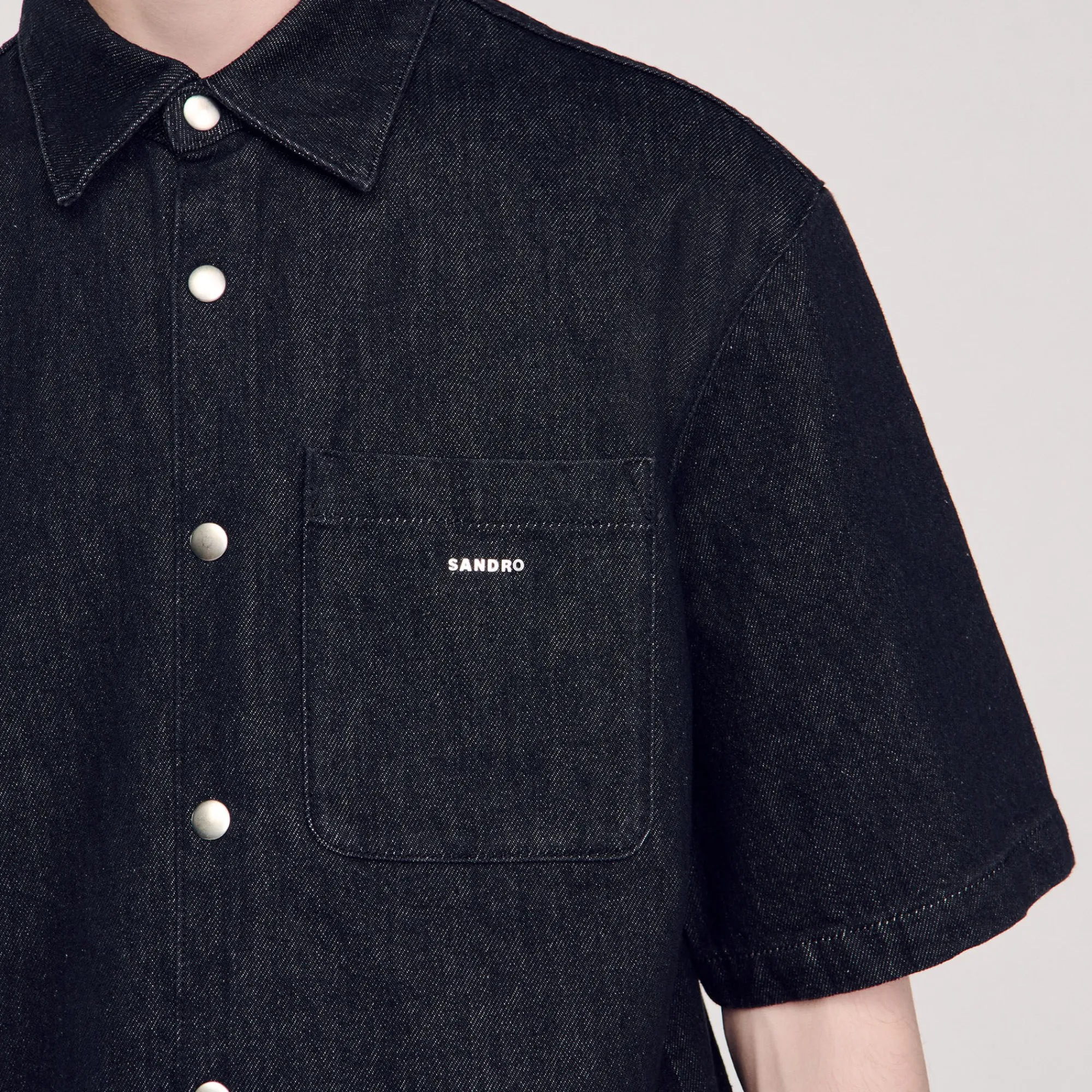 Chemises*SANDRO Chemise En Denim Brut Noir