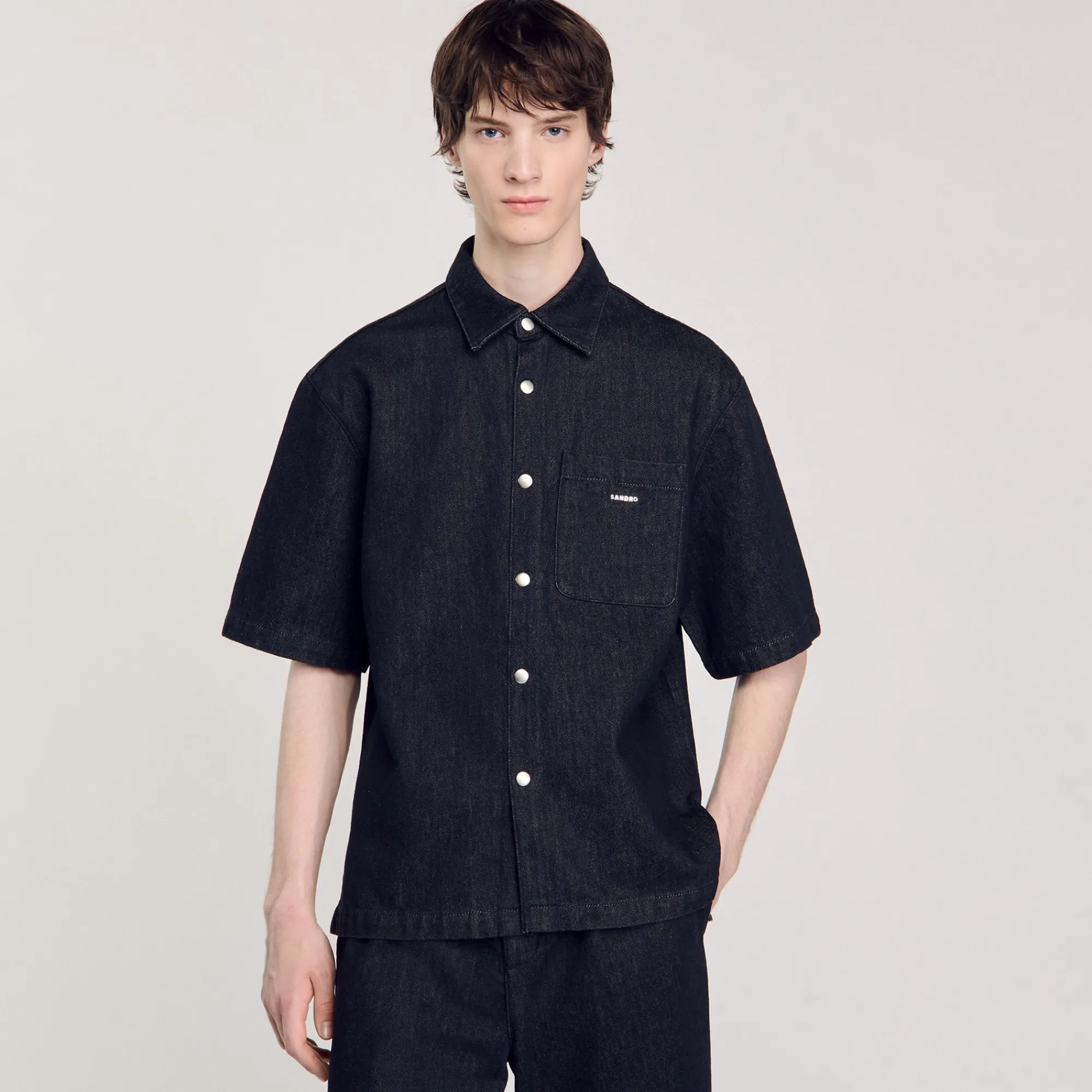 Chemises*SANDRO Chemise En Denim Brut Noir