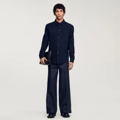 Chemises*SANDRO Chemise En Flanelle Marine