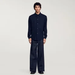 Chemises*SANDRO Chemise En Flanelle Marine