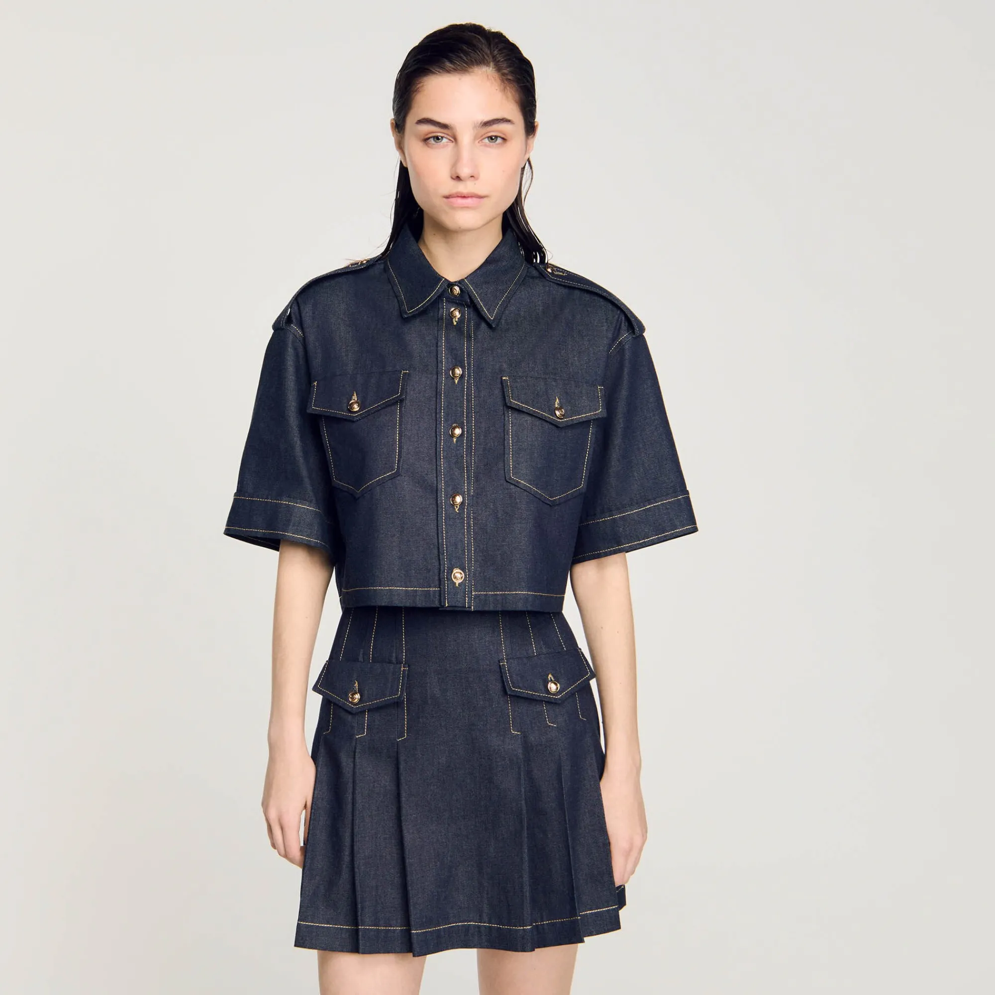 Ensembles|Tops & Chemises*SANDRO Chemise En Jean Bleu brut