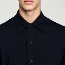 Chemises*SANDRO Chemise En Jersey Noir