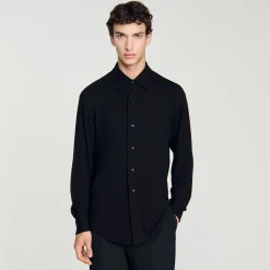 Chemises*SANDRO Chemise En Jersey Noir