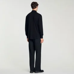 Chemises*SANDRO Chemise En Jersey Noir