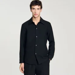 Chemises*SANDRO Chemise En Jersey à Manches Longues Noir