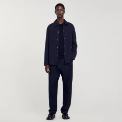 Chemises*SANDRO Chemise En Jersey à Manches Longues Marine
