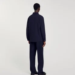 Chemises*SANDRO Chemise En Jersey à Manches Longues Marine