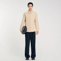 Chemises*SANDRO Chemise En Jersey à Manches Longues Ficelle