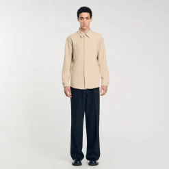 Chemises*SANDRO Chemise En Jersey à Manches Longues Ficelle