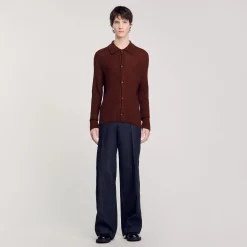 Pulls & Gilets|Chemises*SANDRO Chemise En Maille Cognac