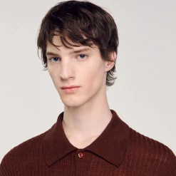 Pulls & Gilets|Chemises*SANDRO Chemise En Maille Cognac