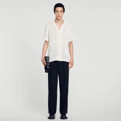 Pulls & Gilets|Chemises*SANDRO Chemise En Maille à Fleurs Ecru