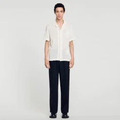 Pulls & Gilets|Chemises*SANDRO Chemise En Maille à Fleurs Ecru