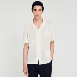 Pulls & Gilets|Chemises*SANDRO Chemise En Maille à Fleurs Ecru