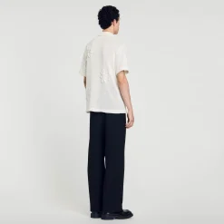 Pulls & Gilets|Chemises*SANDRO Chemise En Maille à Fleurs Ecru