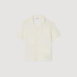 Pulls & Gilets|Chemises*SANDRO Chemise En Maille à Fleurs Ecru