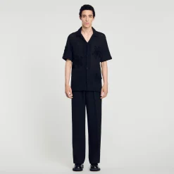 Pulls & Gilets|Chemises*SANDRO Chemise En Maille à Fleurs Noir